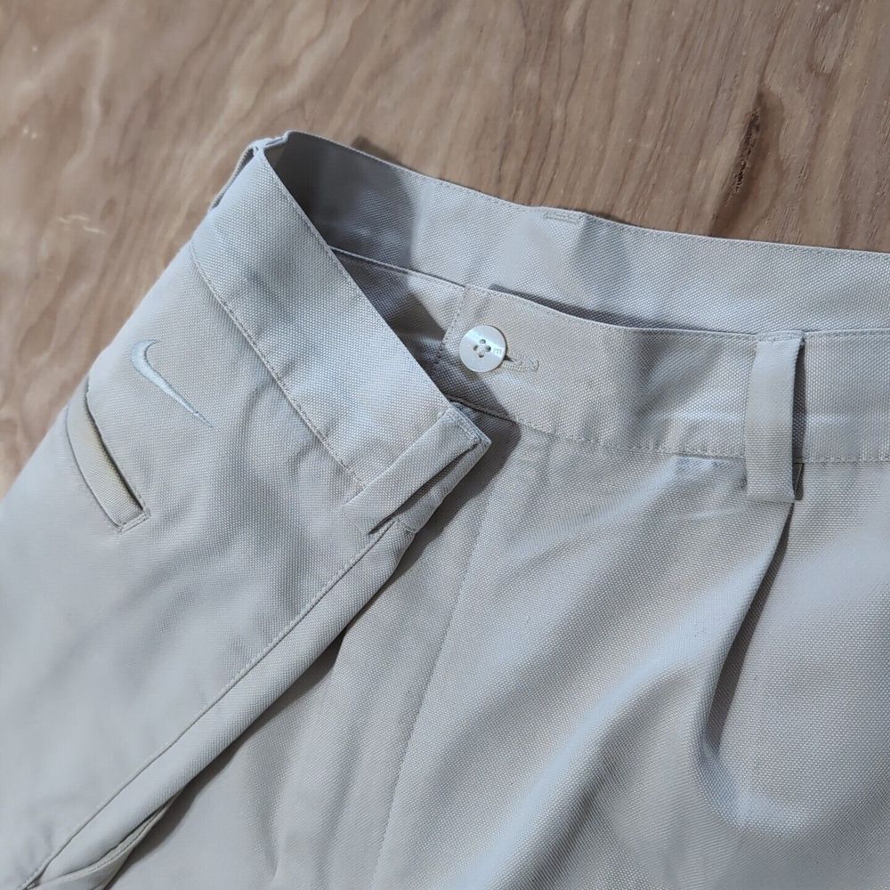 Vintage Nike Polyester Shorts Mens Large Khaki‎ 36x10" Performance Stretch